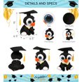 thumbnail image 2 of DolliBu Penguin Graduation Plush Toy - Baby Soft Plush Graduation Stuffed Animal Dress Up with Gown & Cap with Tassel Outfit - Congratulatory Graduation Gift - 8 Inch, 2 of 6