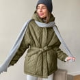 thumbnail image 4 of XFLWAM Women Winter Warm Zipper Jacket Coat Hooded Outwear with Belted Army Green L, 4 of 6