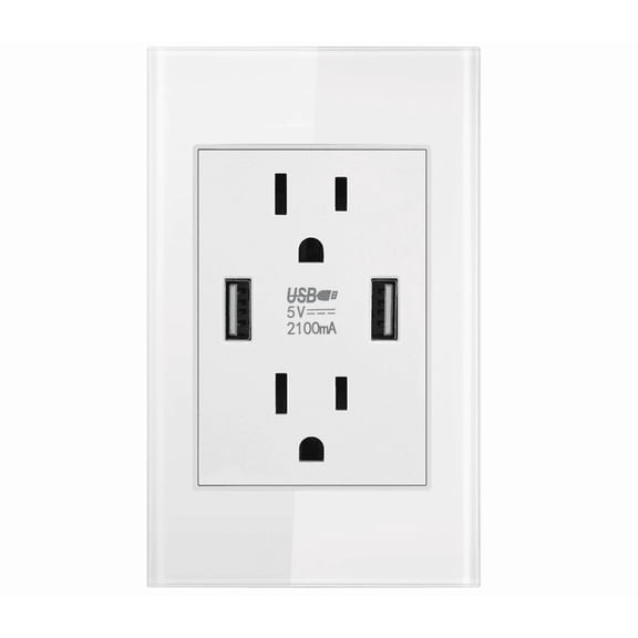 Dual USB Wall Outlet Port 15A Power Socket Charger AC Receptacle Plate Panel 110