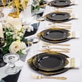 thumbnail image 4 of 200Pcs Multi-Use Black and Gold Plastic Dinnerware, 4 of 10