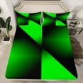 thumbnail image 2 of Manfei Adult Modern Abstract Queen Sheet Sets, Fashion Stripe Triangle Flat Sheet, Black Green Minimalst Queen Fitted Sheet, Luxury Bedroom Decor, 4 Pieces, 2 of 7