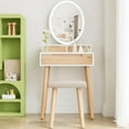 thumbnail image 7 of PULUOMIS Vanity Makeup Table LED Mirror Dressing Desk with Drawers and Storage Shelves, 7 of 7