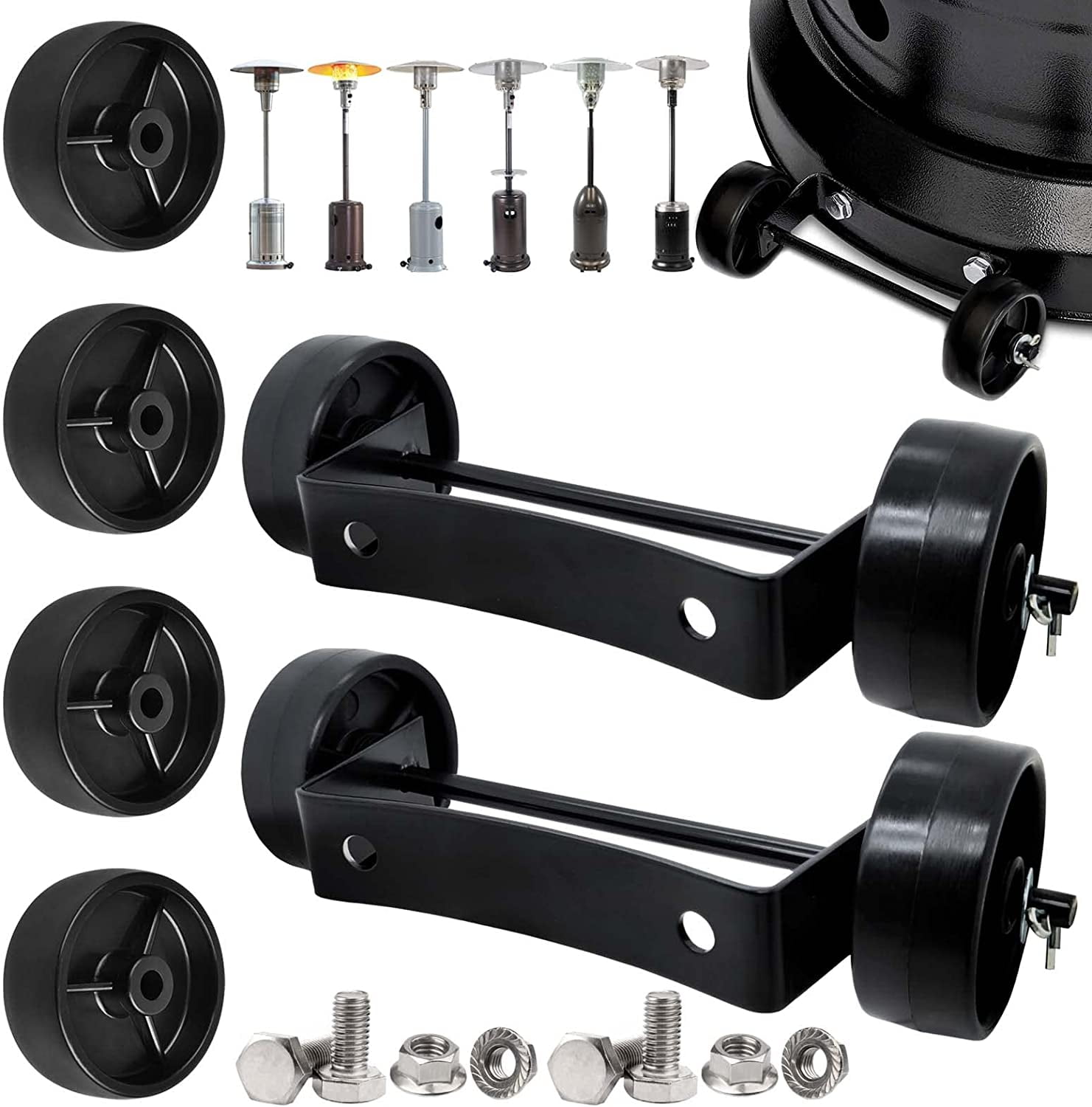 2 Pack Universal Patio Heater Wheel KitPropane Gas Patio Heater Wheels