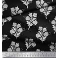 thumbnail image 3 of Soimoi Rayon Fabric Leaves & Floral Block Printed Craft Fabric by The Yard 56 Inch Wide, 3 of 3