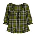 thumbnail image 2 of WCJM V Neck Loose Fit Long Sleeve T Shirts Women 3/4 Sleeve Bohemian Casual Fall Top (Army Green,L), 2 of 5