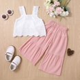 thumbnail image 2 of Gerichy Girls Summer Outfits, Spring And Summer Girls And Children's Flying Sleeve Shirts And Bud Pants Solid Color Casual Two Piece Suit, 2 of 8
