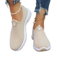 thumbnail image 5 of YHAJDS Women Slip On Wedge Flats Plus Size Solid Color Knit Mesh Breathable Daily Work Outdoor Shoes, 5 of 9