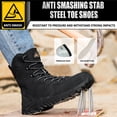 thumbnail image 4 of AMOX Steel Toe Boots for Men Comfortable Lightweight Work Boots for Men Slip Resistant High Top Steel Toe Safety Shoes Puncture Resistant Midsole for Construction Warehouse Work，Black, 4 of 6