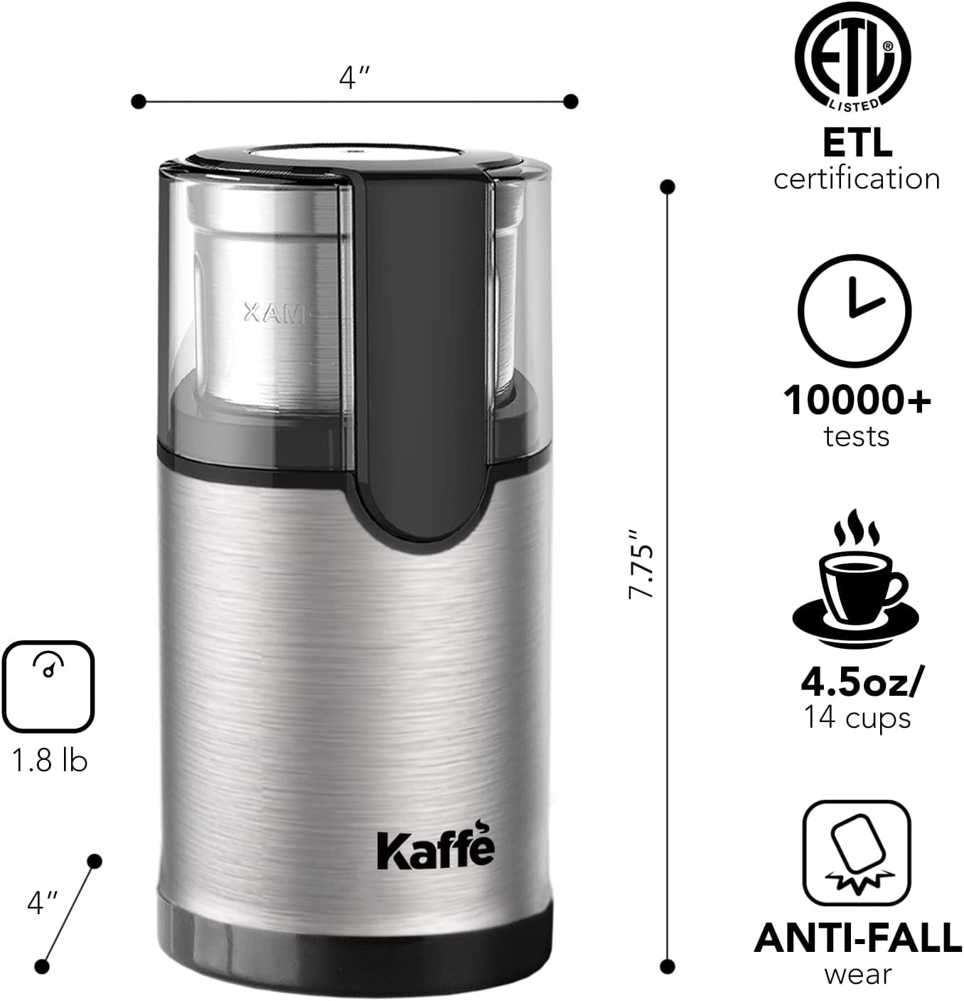Kaffe Products KF2020 Blade Coffee Grinder - Stainless Steel - 76 requests