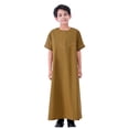 thumbnail image 2 of Boys T Shirts Middle Eastern Style Solid Print Crewneck Short Sleeve Robe Thobe for Everyday Wear Boys' Tops Tees Shirts Coffee 4 Years-5 Years, 2 of 9