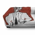 thumbnail image 2 of Hipster Soft Flannel Fleece Throw Blanket, Funny Vintage Sketch of Businessman Cat with Glasses and Suit, Cozy Plush for Indoor and Outdoor Use, 50" x 60", Vermilion Charcoal Grey, by Ambesonne, 2 of 5