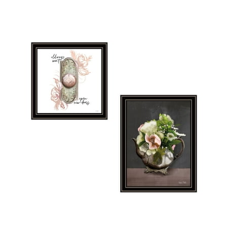 

Vintage Floral Tea Pot & Door Knob 2-Piece Vignette by House Fenway Ready to Hang Framed Print Black Frame