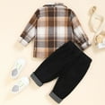 thumbnail image 6 of Odeerbi 0-3 Years Toddler Boys Girls Outfits Plaid Long Sleeve Shirt Ripped Jeans Set Casual Button Shirt Denim Pants with Pocket Two-piece Set Toddler Boys Girls Clothes, 6 of 7