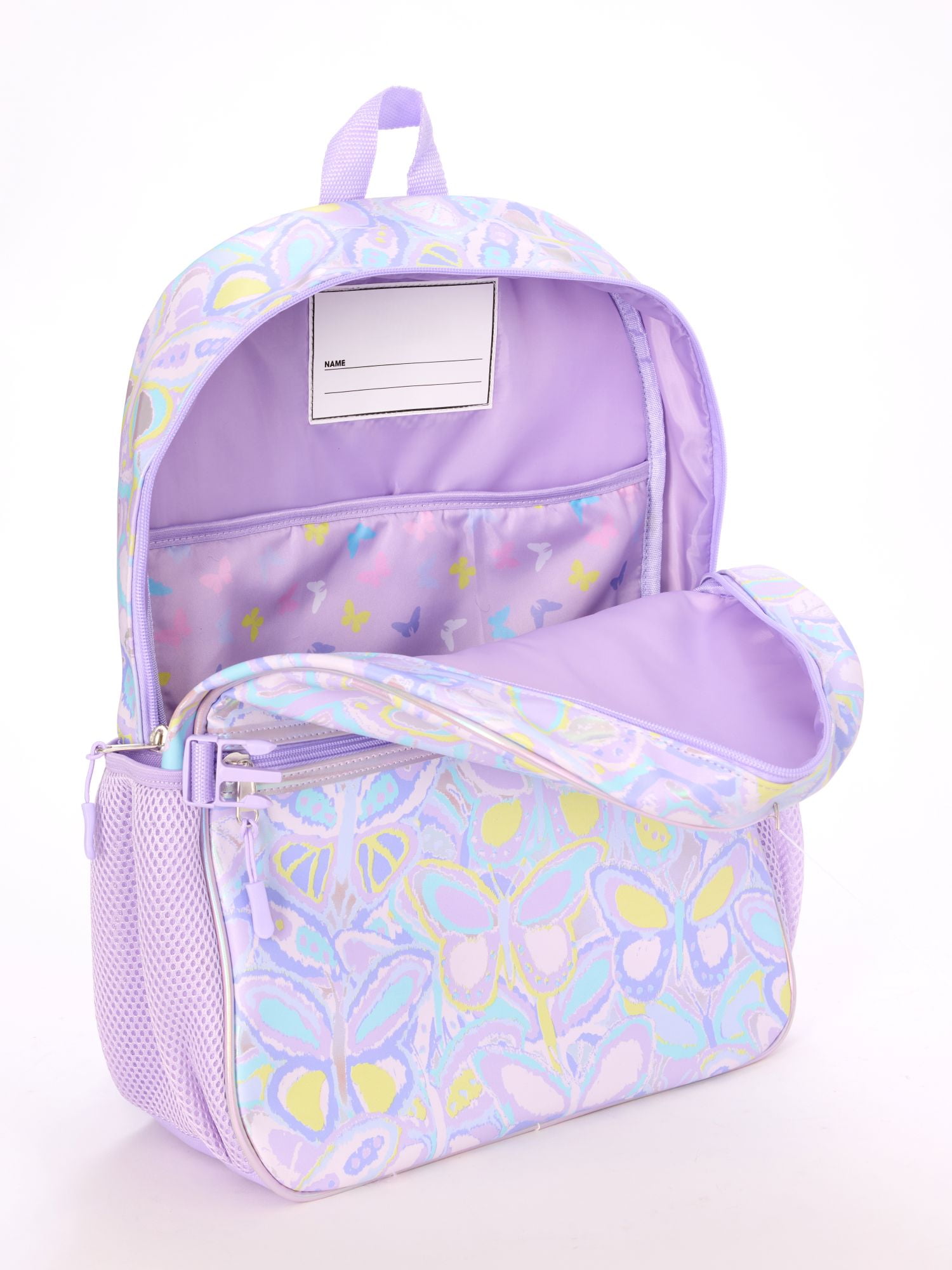 17" Girls' Butterfly Backpack with Stationary Set, Purple