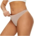 thumbnail image 6 of JUSLIO Ladies Underwear Cotton Briefs No Show Underwear Thong Soft Panties Beige L, 6 of 9