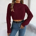 thumbnail image 2 of Womens sweaters Cropped Sweater Casual Long Sleeve Cable Knit Pullovers Fall trendy Winter Sweater Jumper Tops for ladies, 2 of 8