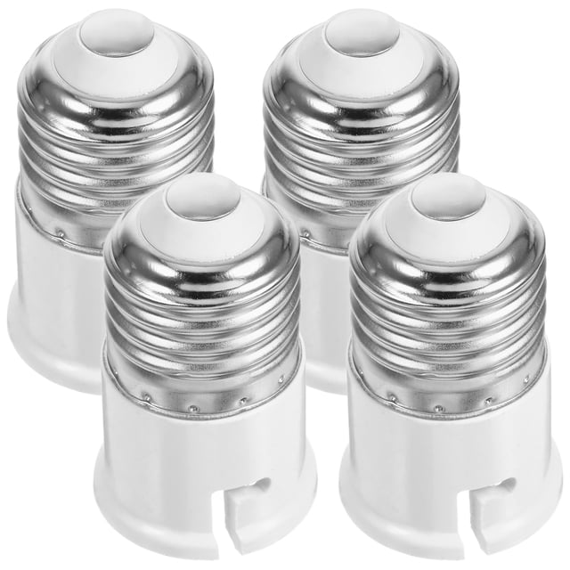 E27 to B22 Light Bulb Converter Socket Adapter Silver PBT and Metal for Home Use 4 Pieces