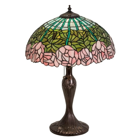 Meyda Tiffany - 31143 - One Light Table Lamp - Cabbage Rose - Mahogany Bronze-135pack
