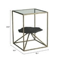 thumbnail image 4 of Ranol Side Table Brass End Table, Modern Style, Glass, Natural Marble rectangular shape tabletop, Iron, Indoor Living, 4 of 10