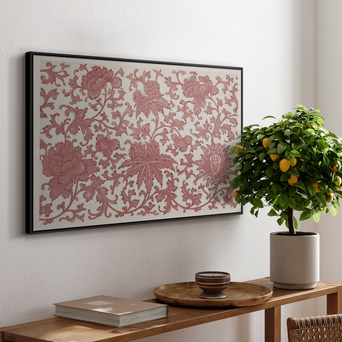 Vintage Abstract Print-XXVIII Framed in Black Wood Gallery Wrapped Canvas 17 in. x 25 in.