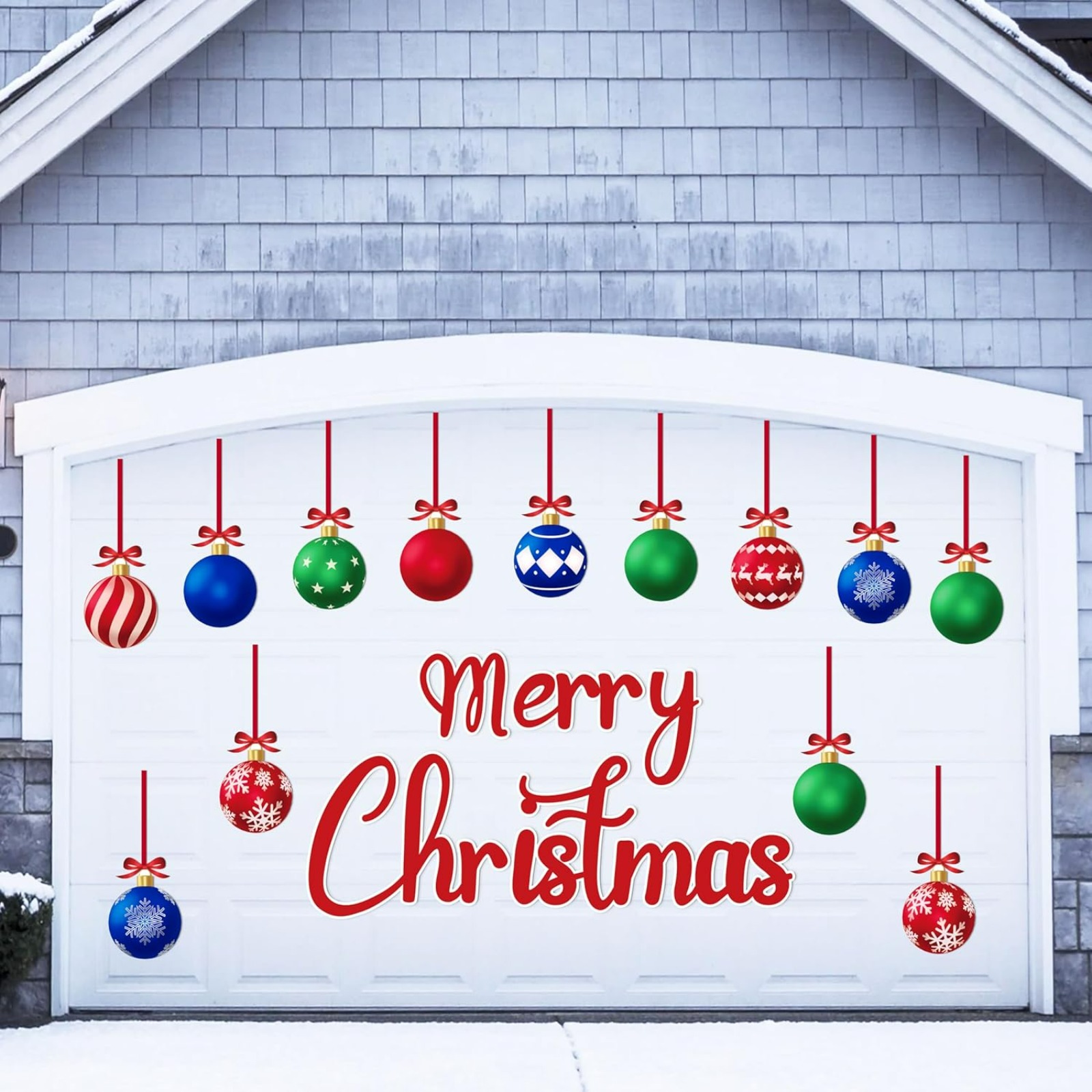 Christmas Garage Door Decorations Magnets - 32PCS Merry Xmas Ball Holiday Decor for Refrigerator and Kitchen