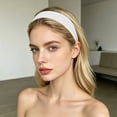 thumbnail image 2 of PoureLoom Simple Solid Fabric Headband for Women, Thin Wide Non Slip Hair Hoop, Minimalist Plain Stretchy Headband for Daily Makeup Sports Casual Hair Accessories White One Size, 2 of 4