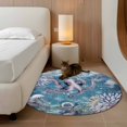 thumbnail image 2 of Round Rugs 4Ft, Purple Octopus Coastal Round Area Rug Washable Indoor Throw Carpet, Summer Beach Seahorse Jellyfish Coral Soft Non Slip Circle Rug for Kitchen Nursery Room Home Decor Aesthetic, 2 of 8