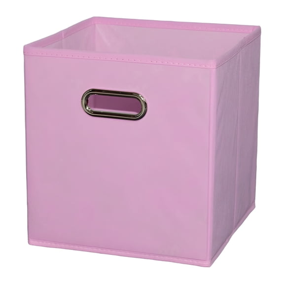 HIBIBUD 3Pcs Foldable Fabric Storage Bins 9.8 Inch, Pink Storage Cubes with Handle, Toy and Closet Organizers for Kids and Home