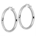 thumbnail image 3 of 28.5mm 925 Sterling Silver Rhodium Plated Polished Diamond cut Hoop Earrings Measures 30.15x28.5mm Wide 3mm Thick Jewelr, 3 of 7