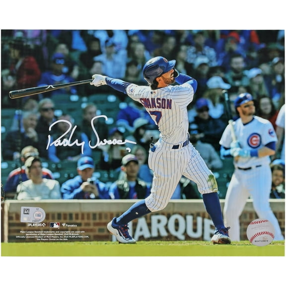 Dansby Swanson Chicago Cubs Autographed 8" x 10" White Jersey Swinging Photograph - Fanatics Authentic Certified
