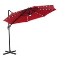 thumbnail image 2 of Ainfox Outdoor 10ft Solar  Cantilever Offset Hanging Patio Umbrella with 360-Degree Rotation(Red), 2 of 7