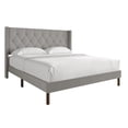 thumbnail image 2 of Castle Place Nailhead Trim Tufted Linen Upholstered Wingback King Bed, Light Grey, 2 of 11