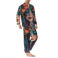 thumbnail image 2 of Lsque Bohemian Colorful Flower Woman Pattern Long Sleeve Pajama Set for Men - Soft 2-Piece Sleepwear and Loungewear Set with Pockets, Comfy Nightwear-Large, 2 of 7