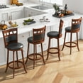 thumbnail image 2 of Gymax Wood Swivel Bar Stools Set of 4 w/ Faux Leather Upholstered Seat & Back, 2 of 9