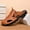 Khaki 1, variant on Men's Large Size Handmade Sandals - Breathable Upper & Arch - Slip-Resistant Black Rubber Sole - Brown/Black/Tan/Coffee/Blue - Slip-On/Slip-Resistant Design - Cushioned Insole - Casual Beach Shoes fo