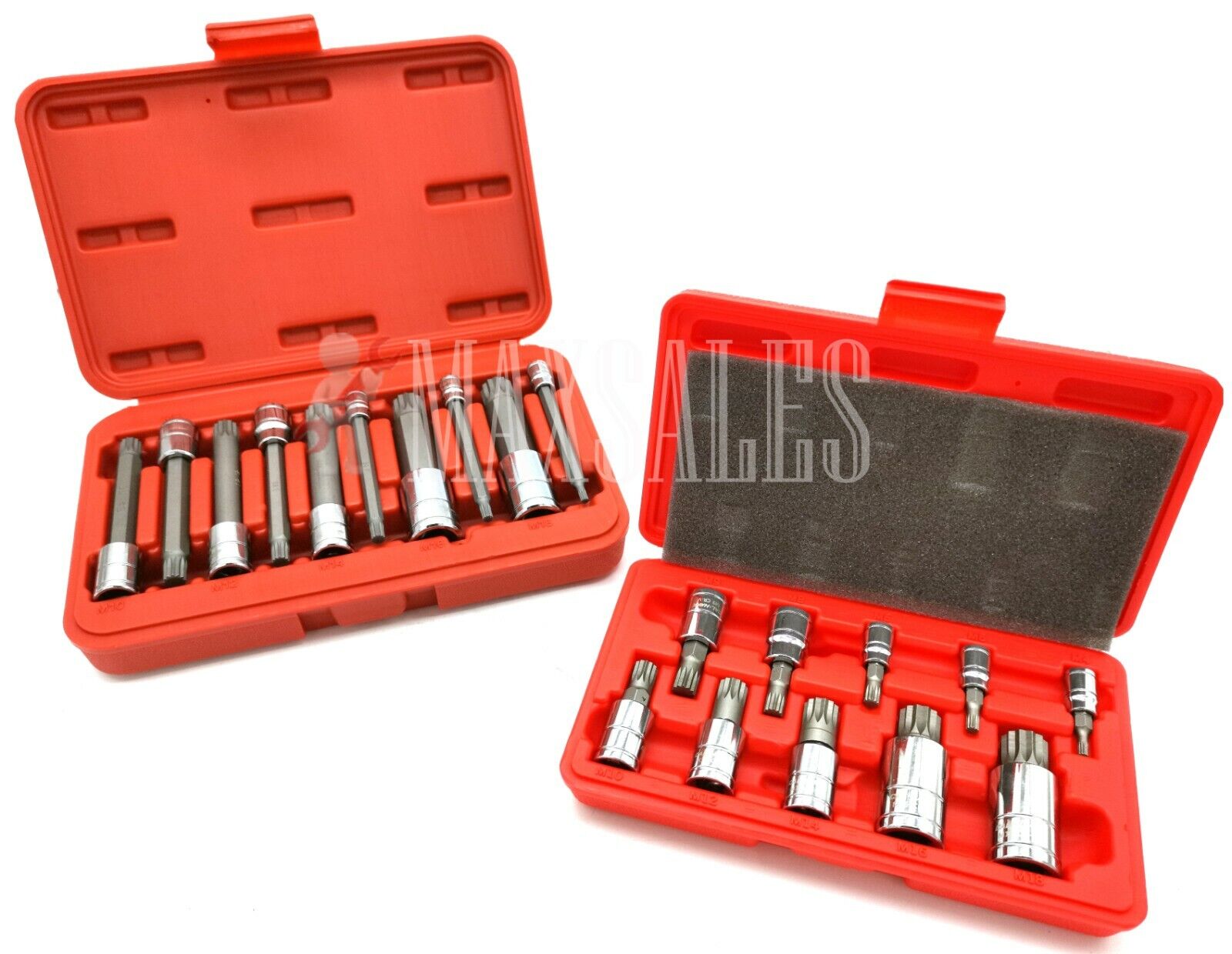 20pc Spline XZN Triple Square 12 Point Socket Bit Set 1/4" 3/8" 1/2