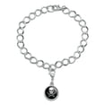 thumbnail image 2 of Pirate Skull Crossed Swords Tattoo Design Silver Plated Bracelet with Antiqued Charm, 2 of 3