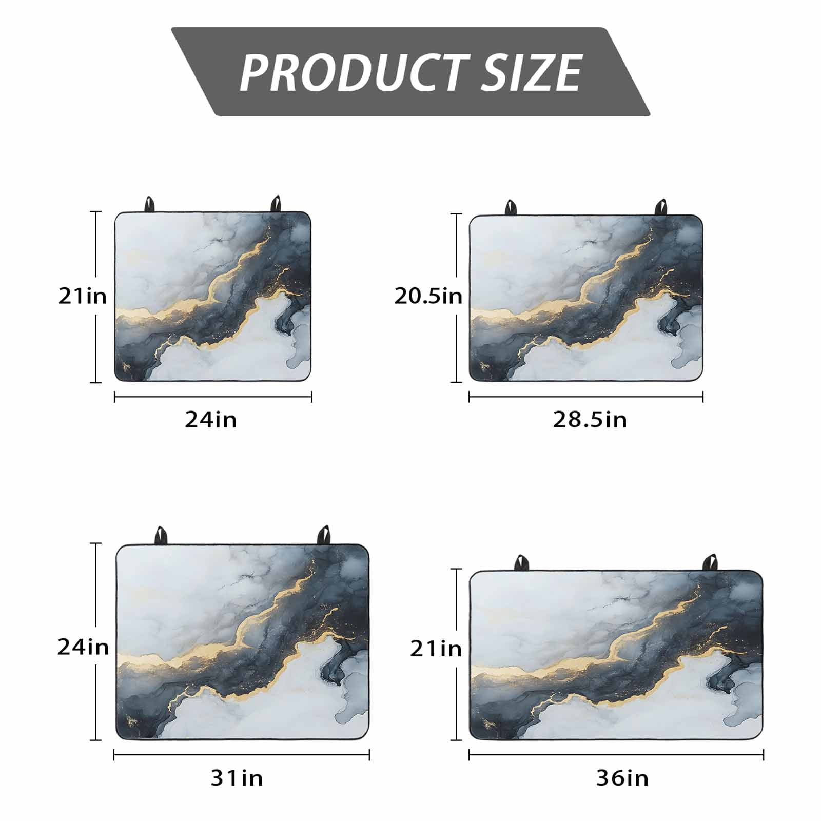Black Marble Stove Top Cover for Electric Stove, Heat-proof & Non Slip Glass Top Stove Cover Protector, Modern Abstract Art Ink Painted Kitchen Flat Cooktop Rubber Mat 24x21 Inches