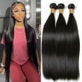 thumbnail image 2 of Brazilian Straight 3 Bundles Human Hair Unprocessed Human Hair Bundles Straight Natural Black Color Straight Hair Extensions, 2 of 7