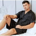 thumbnail image 4 of LONXU Men's Pajamas Short Sleeve Silk Satin Luxury Drawstring Nightwear Sets S - XXXXL, 4 of 7
