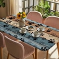 thumbnail image 3 of Blue Brown Table Cloths for 3 Foot Rectangle Tables, Rustic Farmhouse Dog Paw Vintage Patio Waterproof Elastic Fitted Tablecloths, Washable Rectangular Table Cover for Camping, 3 of 8