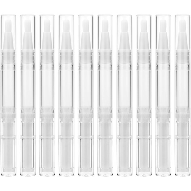 Bolígrafo de aceite para cutículas vacías, 3 ml, transparente, 10 unidades, más pipetas
