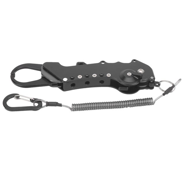 Agarre de labios de pez plegable, controlador de peces de aleación de aluminio, herramienta de Control de pesca portátil, color negro