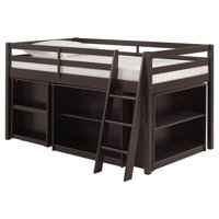 Roxy Junior Loft Bed with Storage Drawers, Bookshelf and Desk, Espresso