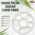 thumbnail image 3 of Rani 7 Compartment Round Biodegradable Divided Plates, Pack of 125 ~ Party, Thali, Buffet | Disposable & Eco-Friendly | Heavy-Duty Sturdy Paper Bagasse | 11" Diameter, 1.38" Height, 3 of 9