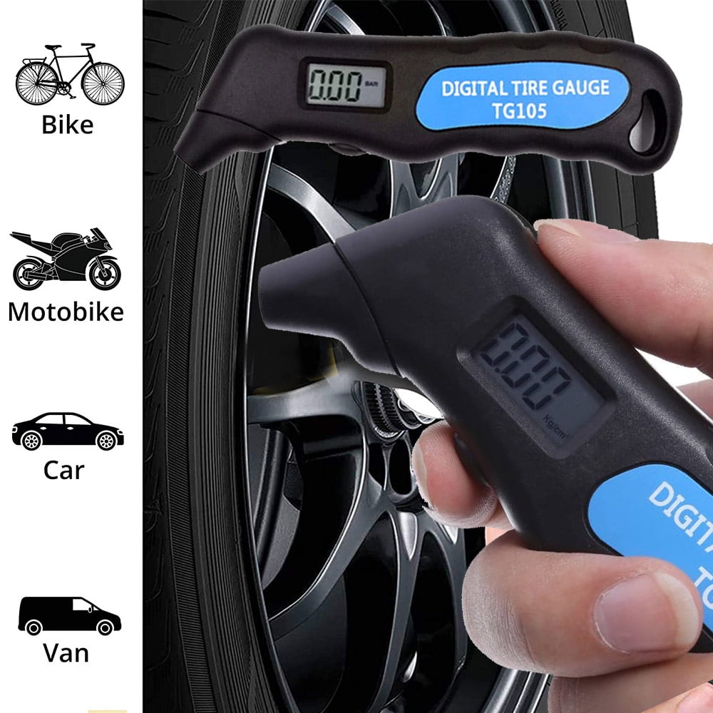Digital Tire Pressure Gauge 100 PSI 4 Modes Fast Reading for Car Truck Bicycle for Vehicle Tire with LCD Display & Non-Slip Grip, Black,1 Pack