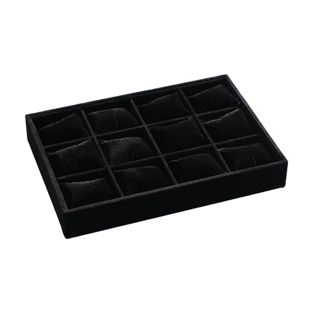 Sonducket Bandeja de joyería de reloj hecha de tela de terciopelo con 12 ranuras para almacenamiento y exhibición de organizador de relojes Ropa, zapatos y accesorios Miscelánea Negro