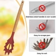 thumbnail image 5 of Silicone Spaghetti Spoon, Pasta Fork, 12.6 Inch Noodle Spoon, Pasta Spoon with Wooden Handle, Spaghetti Server for Cooking, BPA Free, Red, 5 of 5