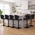 thumbnail image 6 of AFO Swivel Bar Stools Set of 4, Adjustable Height Barstools with Shell Back, Modern PU Leather Kitchen Island Chairs for Dining Room, Home Bar, Pub, Black, 6 of 11