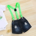 thumbnail image 4 of GRNSHTS Baby Boys 1st Birthday Shark Outfit Short Sleeve Shark Romper Suspenders Ripped Denim Pants Clothes Set 12-18 Months, 4 of 14